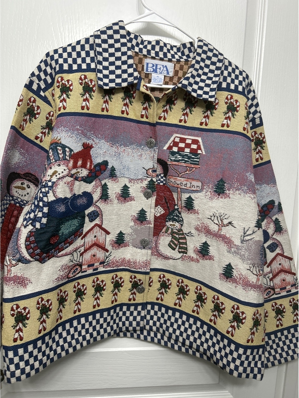 BFA Classics XL Cotton Polyester Snowman Pattern Button-Up Jacket
